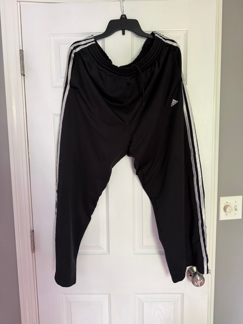 Adidas Black Joggers with White Side Stripes